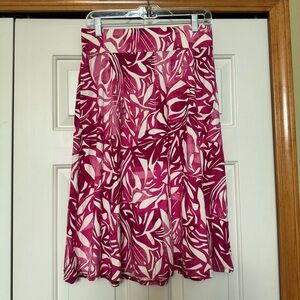 Coolibar Skirt Marigot Midi Skirt Pink‎ White Floral UPF50+ Sun Protection